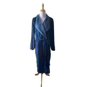 Koolaburra By UGG Womens Blue Cozy Plush Long Sleeve Tie Waist Robe- Size Large